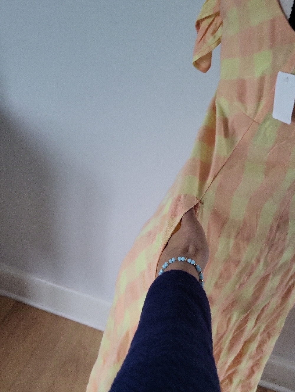 Free People Peach and Yellow Gingham Tie-Front Maxi Dress - Picture 8 of 12